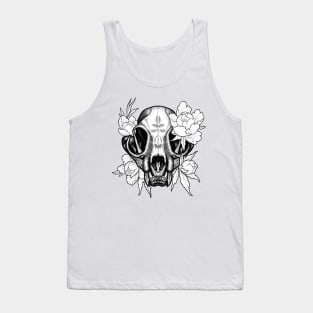 Bob Cat Skull with Flowers Tank Top